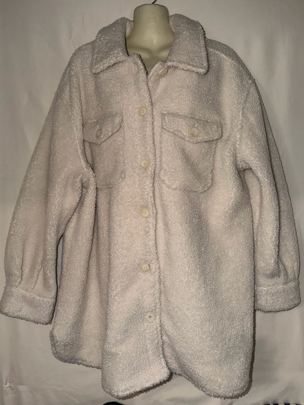 Bagatelle Cream Faux-Sherpa Button-Up Teddy Jacket